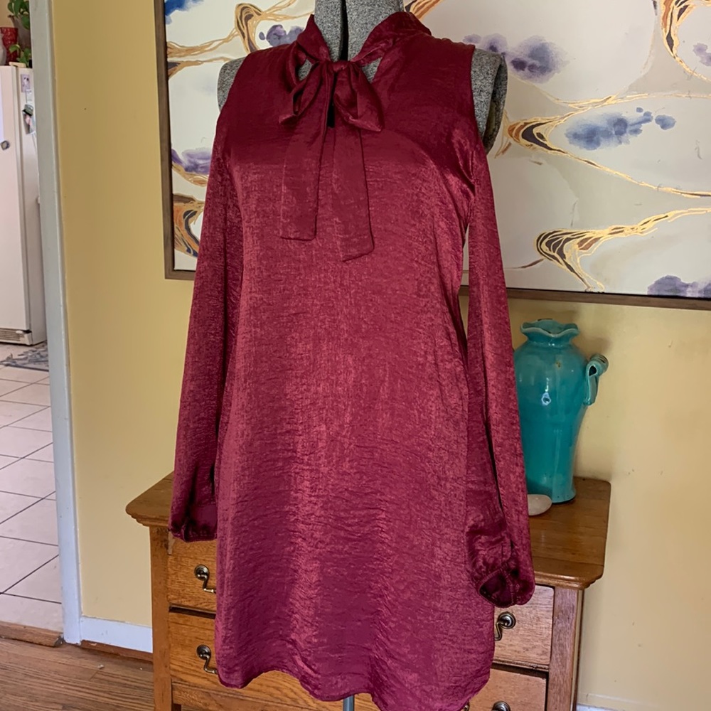 Purple cut out shoulder dress